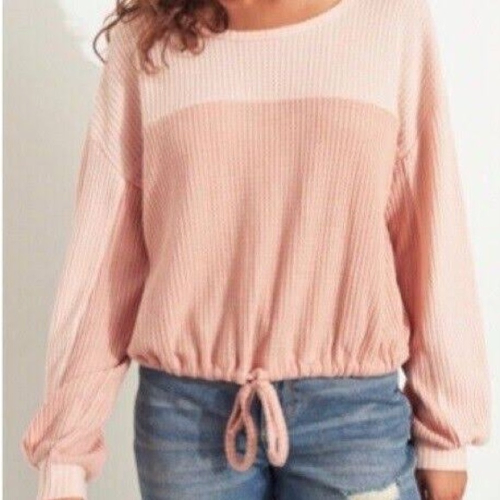 HOLLISTER long sleeve Open Back Waffle Knit shirt top in women’s XS .